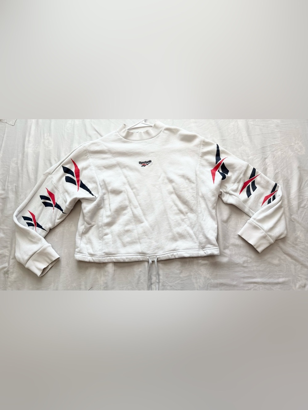 (5 for $15) Reebok Women’s Cropped High Neck White Logo Sweater
